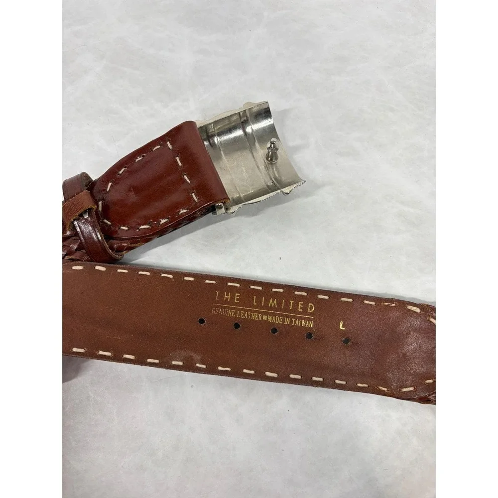The‎ Limited Vintage Brown Braided Leather Belt Silver Western Buckle Large